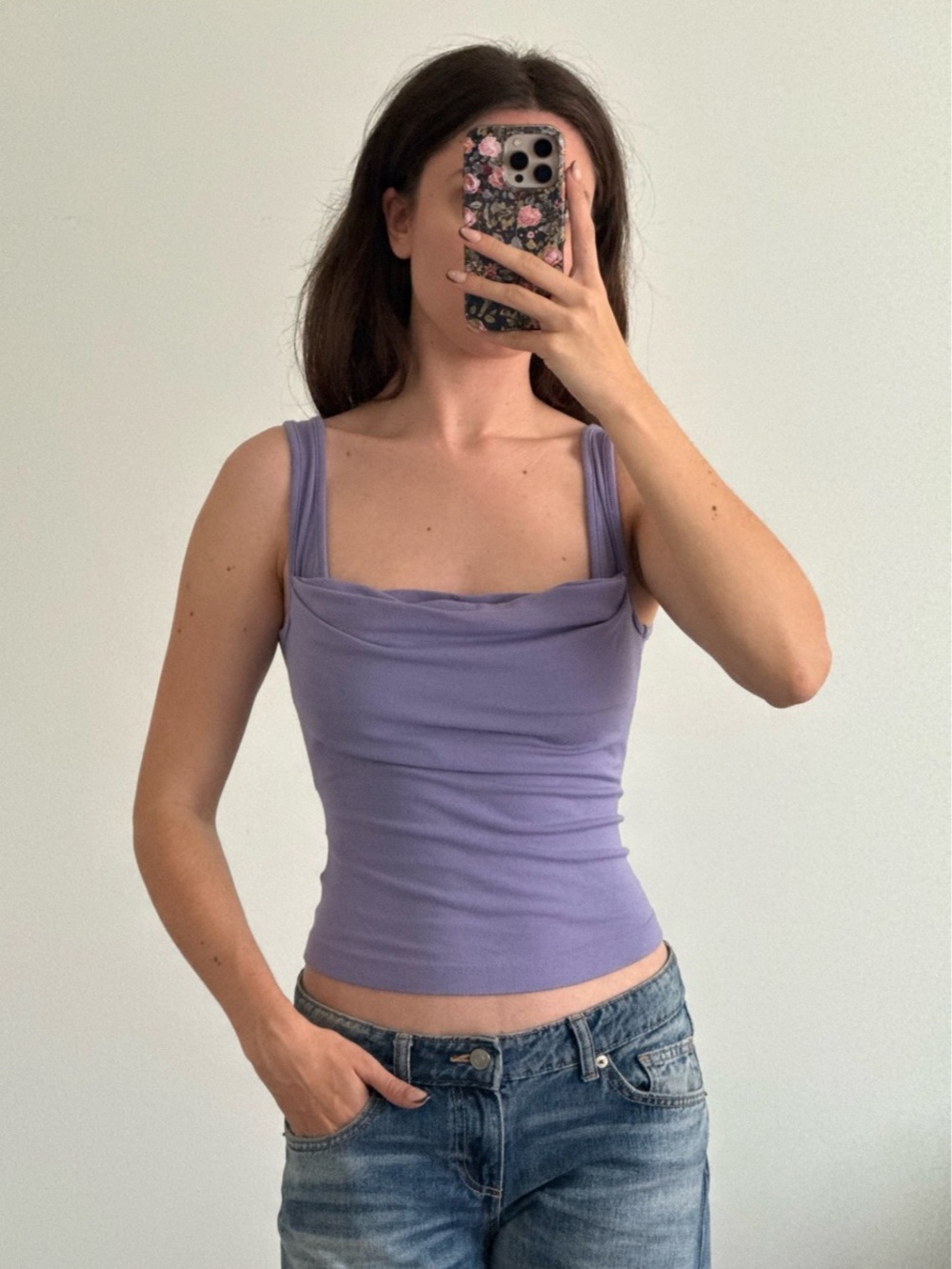 Miaou Purple Ruched Cowl Neck Tank